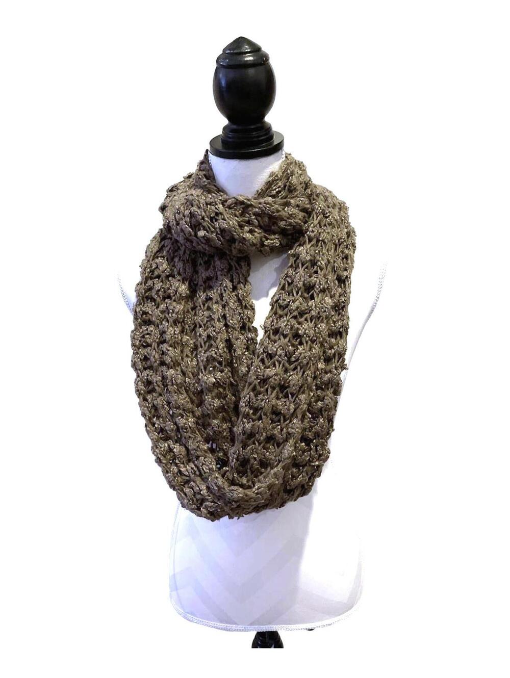Steve Madden Chunky Knit Infinity Scarf Khaki/ Grey - One Size